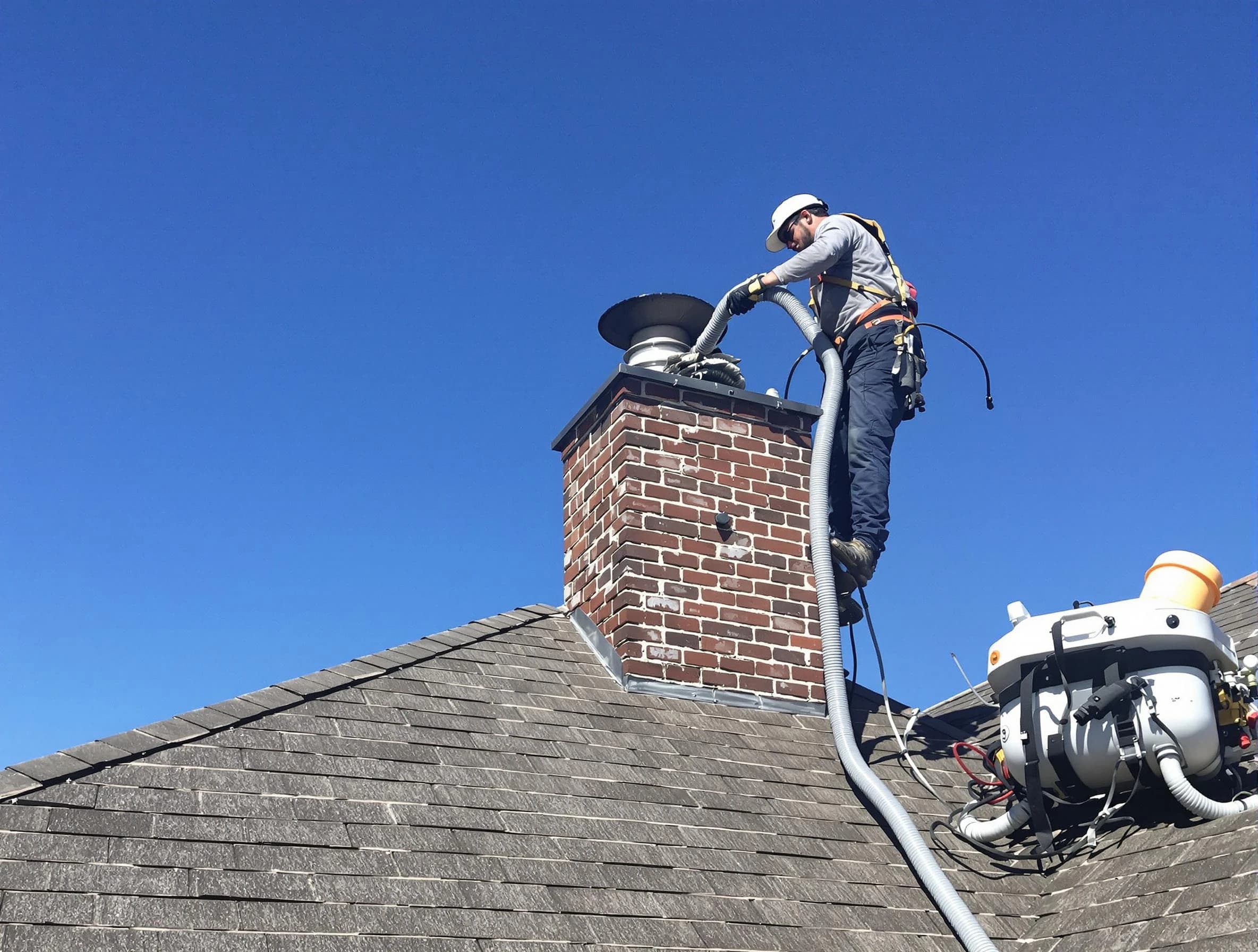 Dedicated Chester Chimney Sweep team member cleaning a chimney in Chester, VA