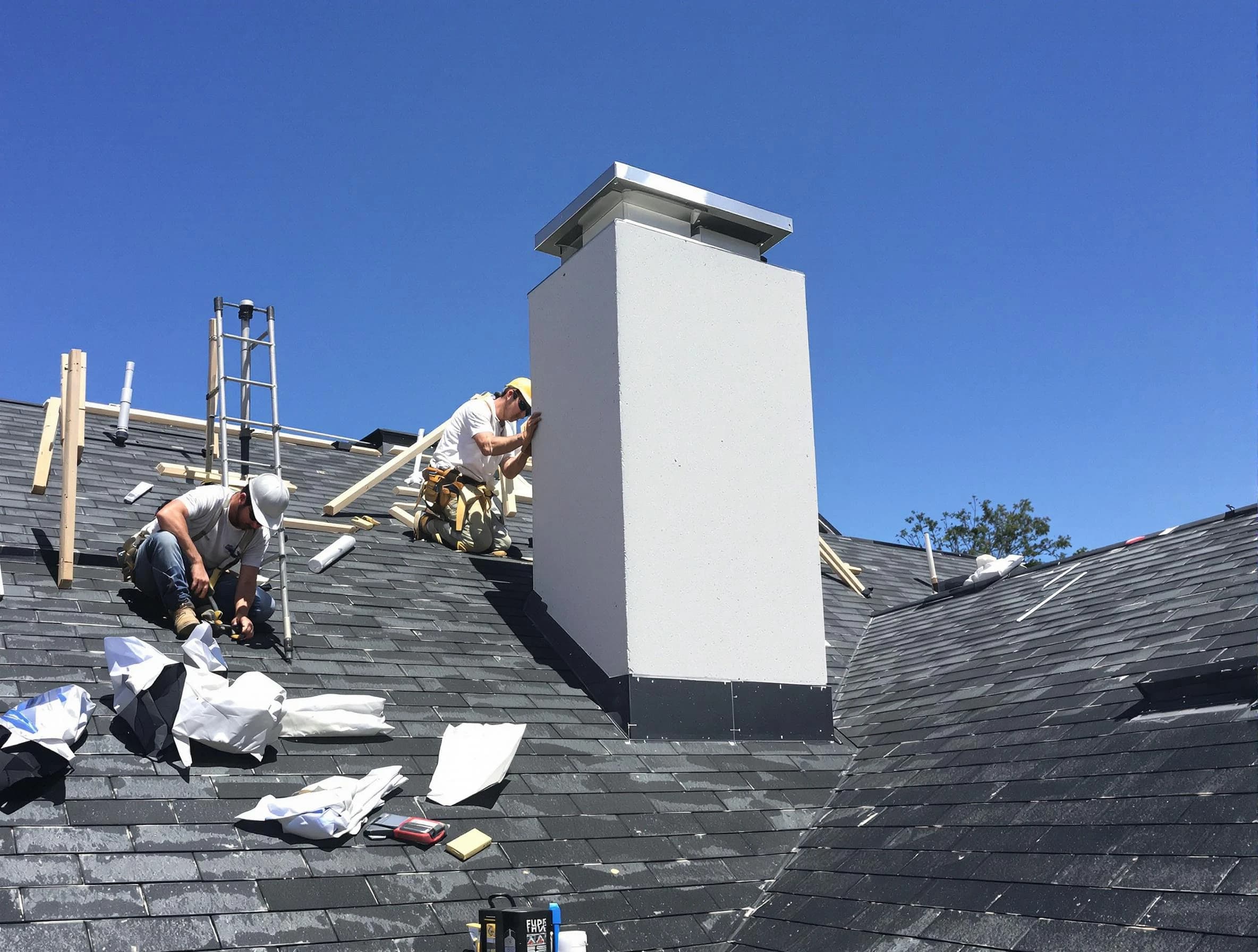 Chester Chimney Sweep crew installing a new chimney in Chester, VA