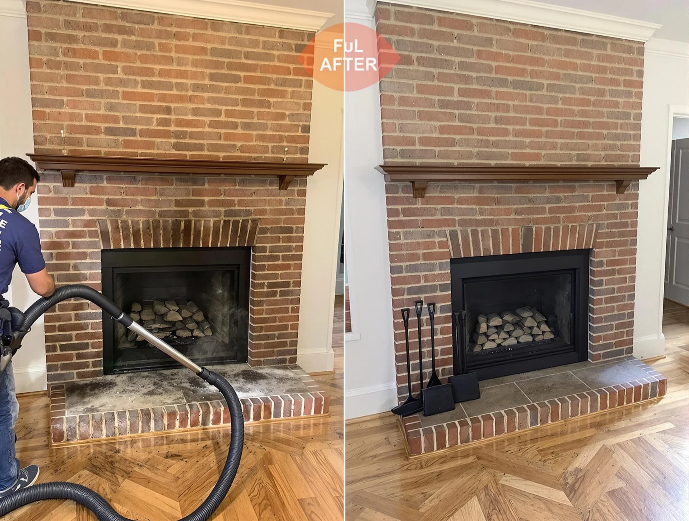 Chester Chimney Sweep carefully sanitizing a fireplace in Chester, VA