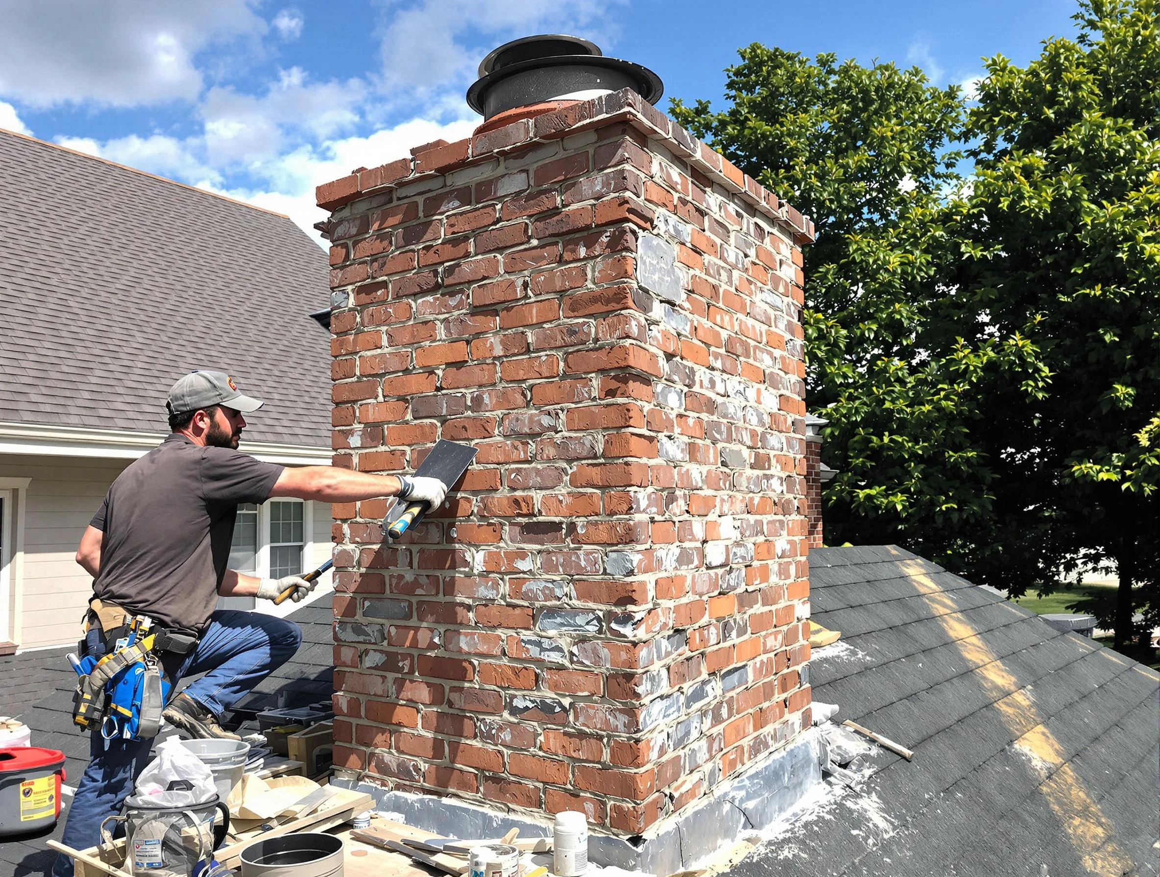 Completed chimney rebuild by Chester Chimney Sweep in Chester, VA