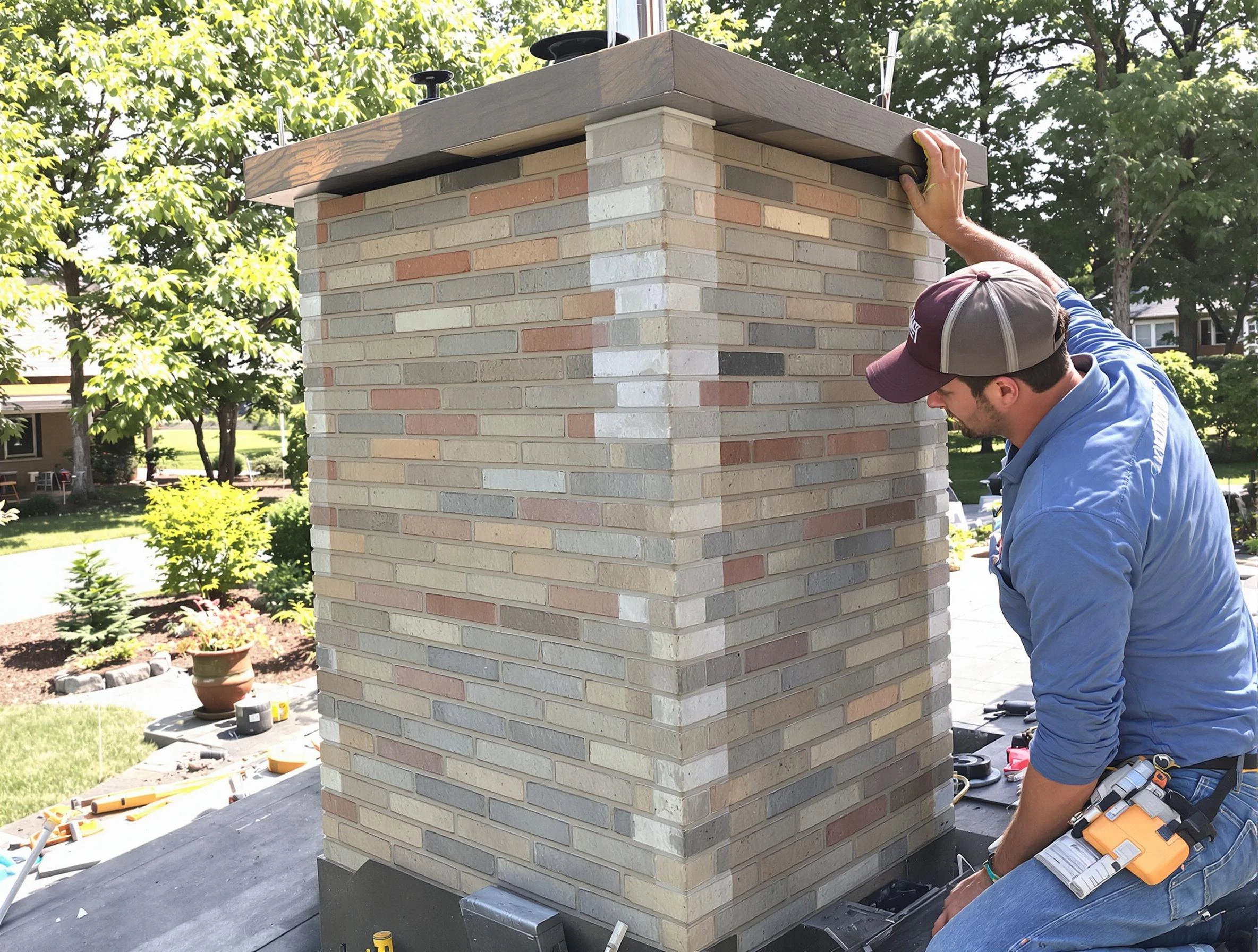 Chester Chimney Sweep completing a modern chimney remodel in Chester, VA