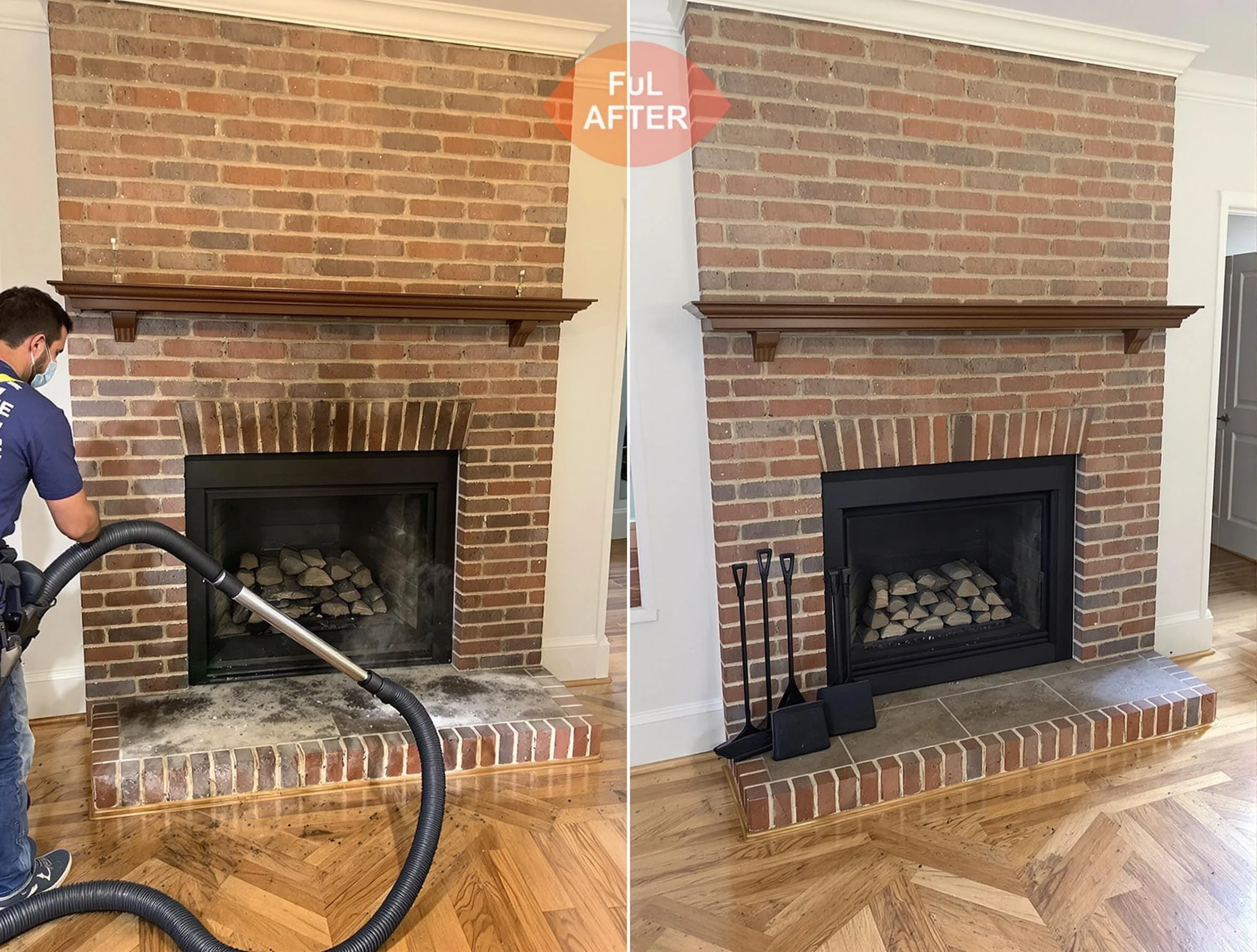 Chester Chimney Sweep carefully sanitizing a fireplace in Chester, VA