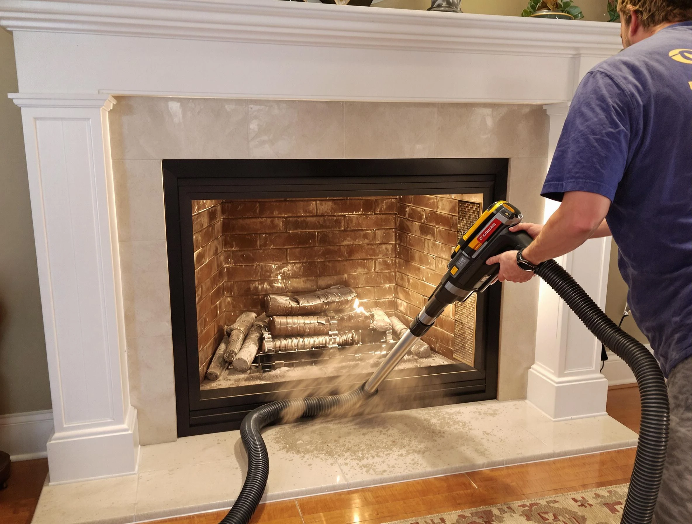 Fireplace cleaning performed by Chester Chimney Sweep in Chester, VA