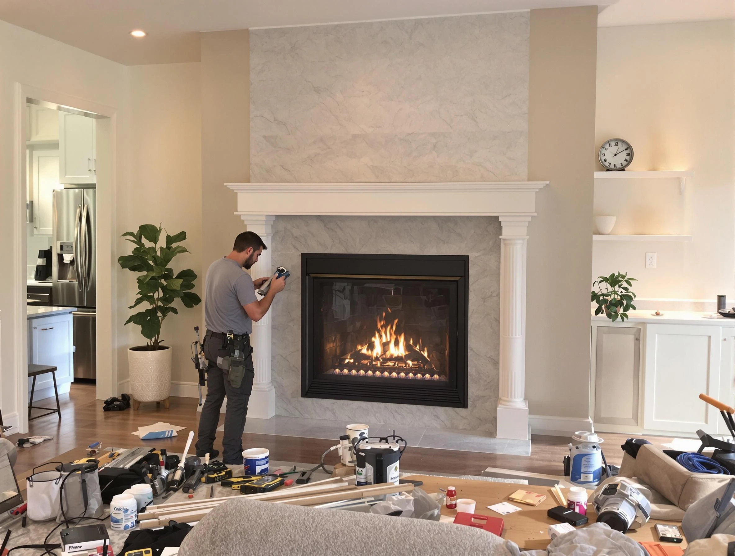 Newly installed fireplace by Chester Chimney Sweep in Chester, VA