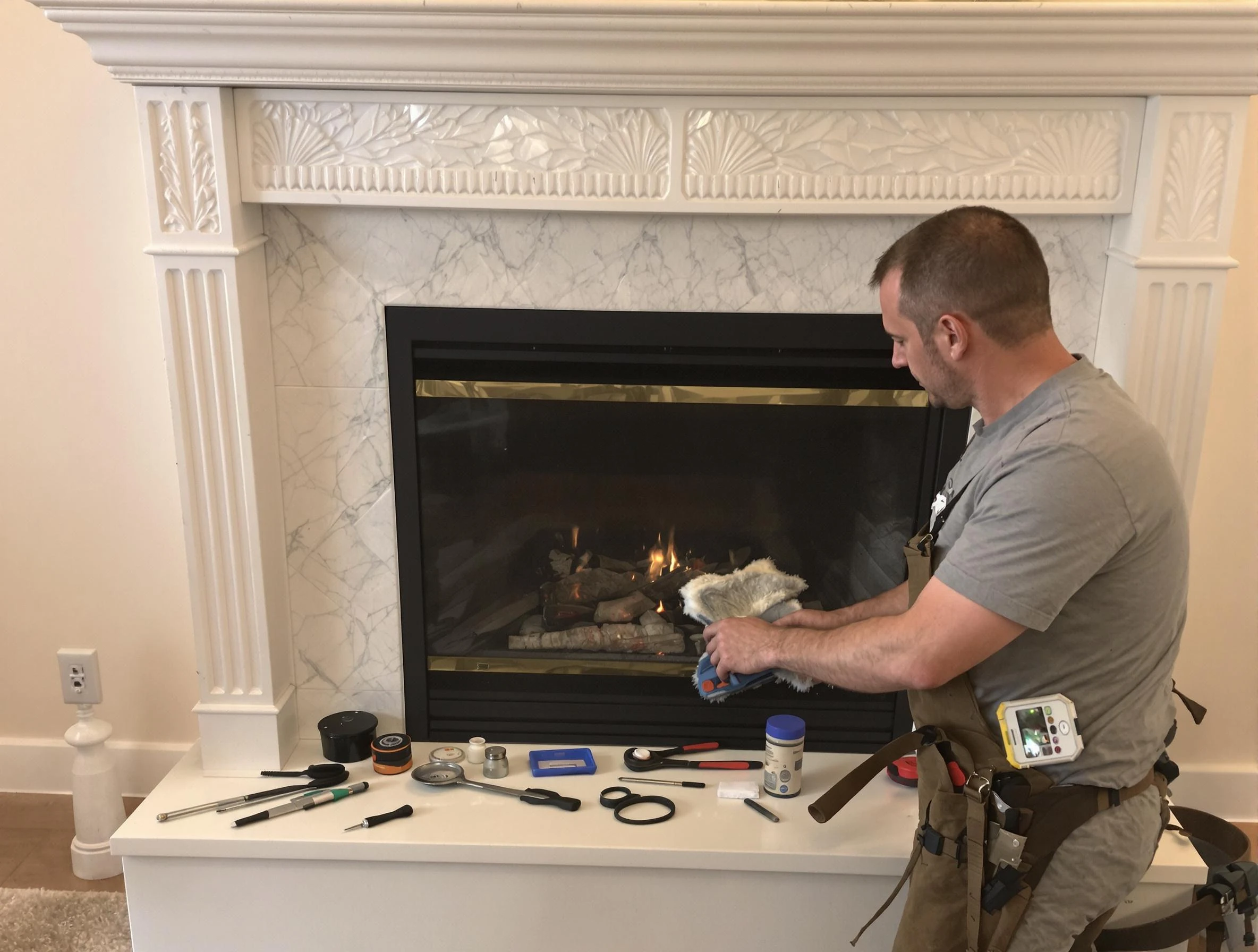 Chester Chimney Sweep performing fireplace maintenance in Chester, VA